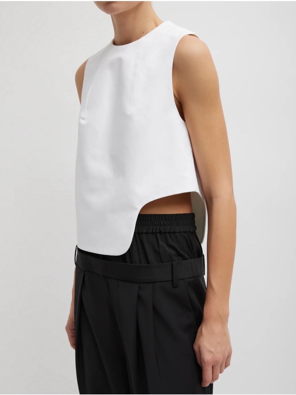 Tibi Sculpted Cotton Curved Hem Sleeveless Top Size 14